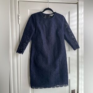 Boden Navy Blue Lace Cocktail/ Wedding Guest 3/4 Sleeve Dress Size 10
